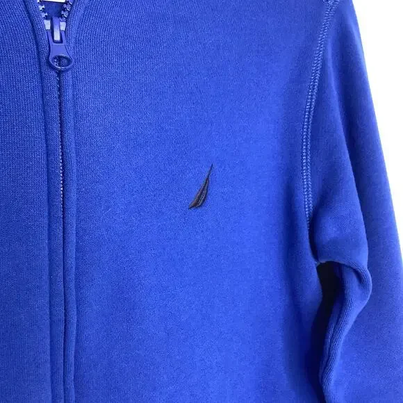 Nautica Blue Zip Front Hooded Sweatshirt Medium 10/12 - Picture 2 of 6